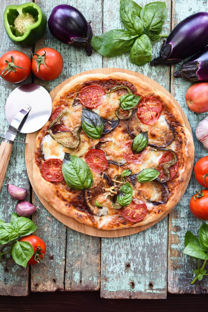 How To Make A Summer Time Pizza Everyone Will Love: refreshing and light summer vegetable pizza; eggplant, fresh mozzarella, tomato, basil, and balsamic glaze